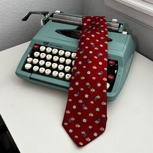 BVLGARI Men's Red Geometric Silk Tie